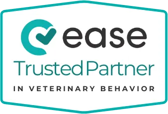 The ease Trusted Partner badge recognizing a commitment to quality and compassionate veterinary behavior care.