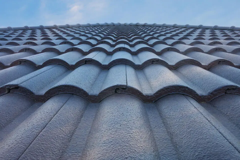 energy efficient roofing-close up of clay tile roofing