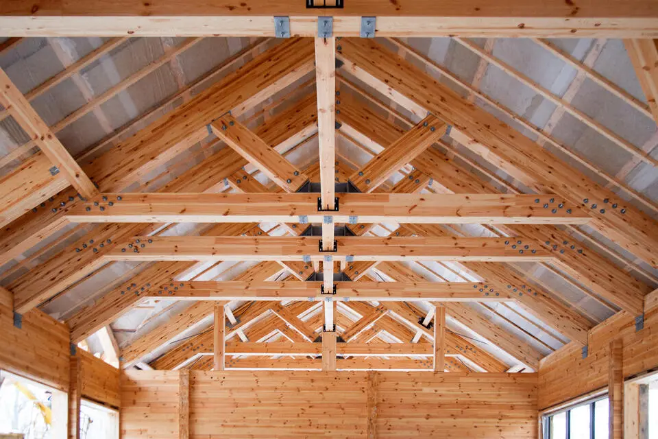 roof trusses-interior view of roof trusses in a home during construction