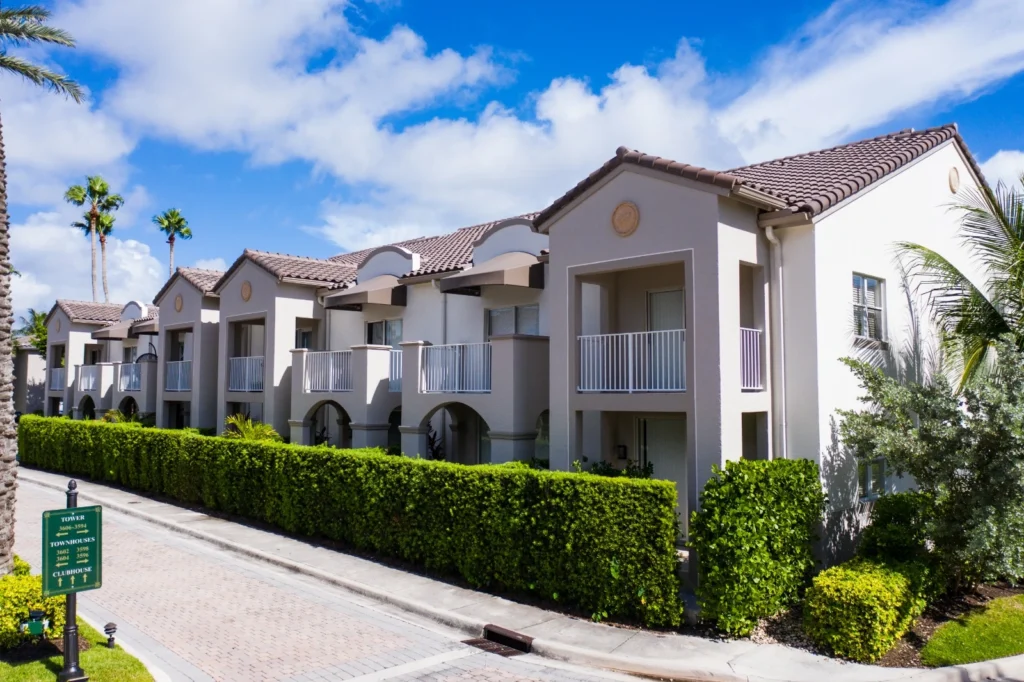 side view of tile commercial rooftops