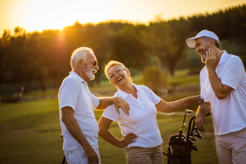 older retired people on golf course in florida