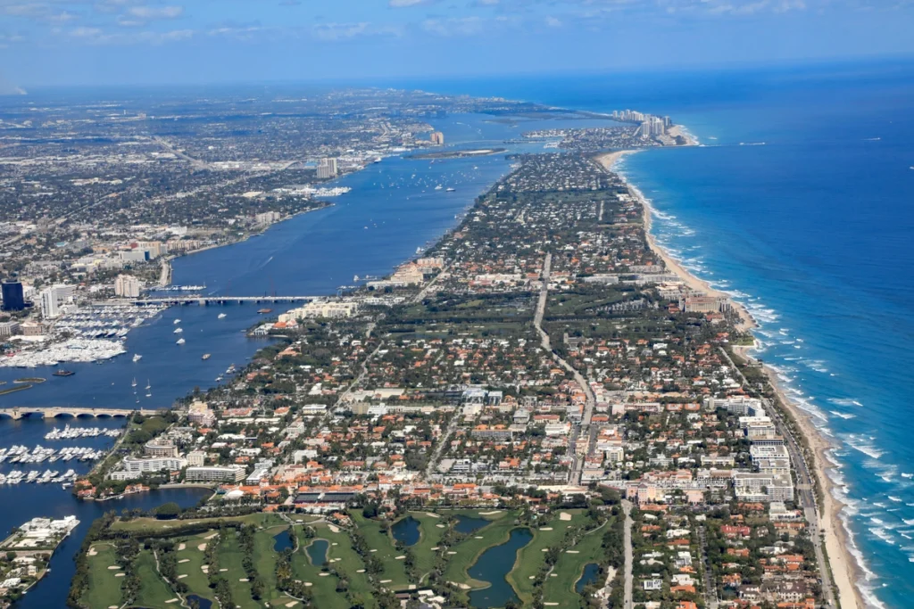 aerial view of palm beach Florida