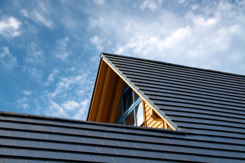metal black shingles roof modern