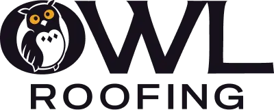Owl Roofing logo featuring an owl with yellow eyes, representing the roofing service provider's brand identity and commitment to customer service.