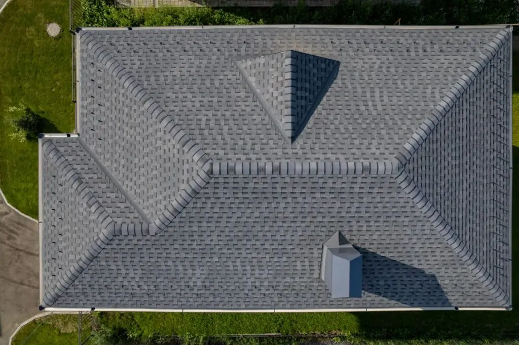 aerial view of a shingle roof