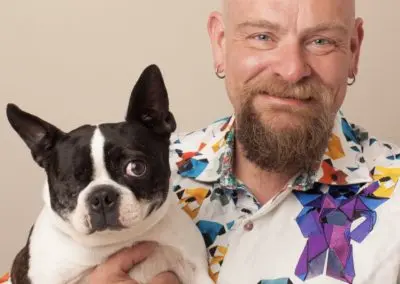 Dr. Miller holding dog