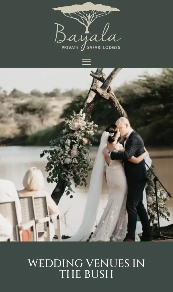 Bayala Private Safari Lodges website on a phone