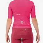 Back view of the Women's ProXision cycling jersey for in pink glitch colour way by enjoy.cc