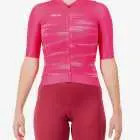 Front view of the Women's ProXision cycling jersey for in pink glitch colour way by enjoy.cc