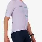 Side view of the Octane men's cycling jersey in a purple chevron design made by enjoy.cc