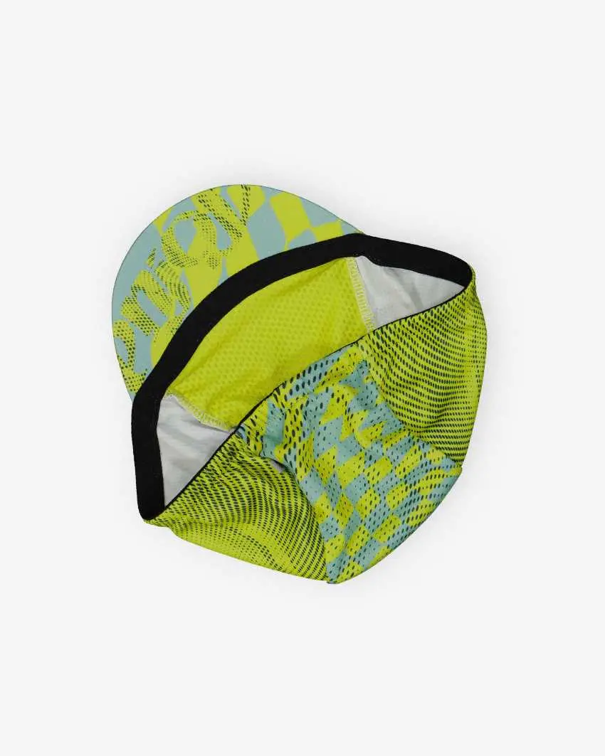 Flatlay back view of a DriFit unisex casquette in lichen colour Warp design made by enjoy.cc