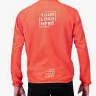 Back view of the Mens Semi Custom Atom cycling Jacket in a solid flame colour Enjoy.cc