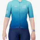 Front view of the Womens Semi Custom Supremium cycling jersey in an Aqua gradient design Enjoy.cc