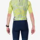 Back view of the men's sleeved triathlon suit in a bright lichen design made by enjoy.cc