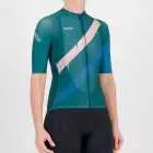 Three quarter of the ladies cycling shirt in the slippery green Yes Coach Climber design made by enjoy.cc