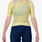 Front view of the ProXision women's cycling jersey in a yellow tie-dye design made by enjoy.cc