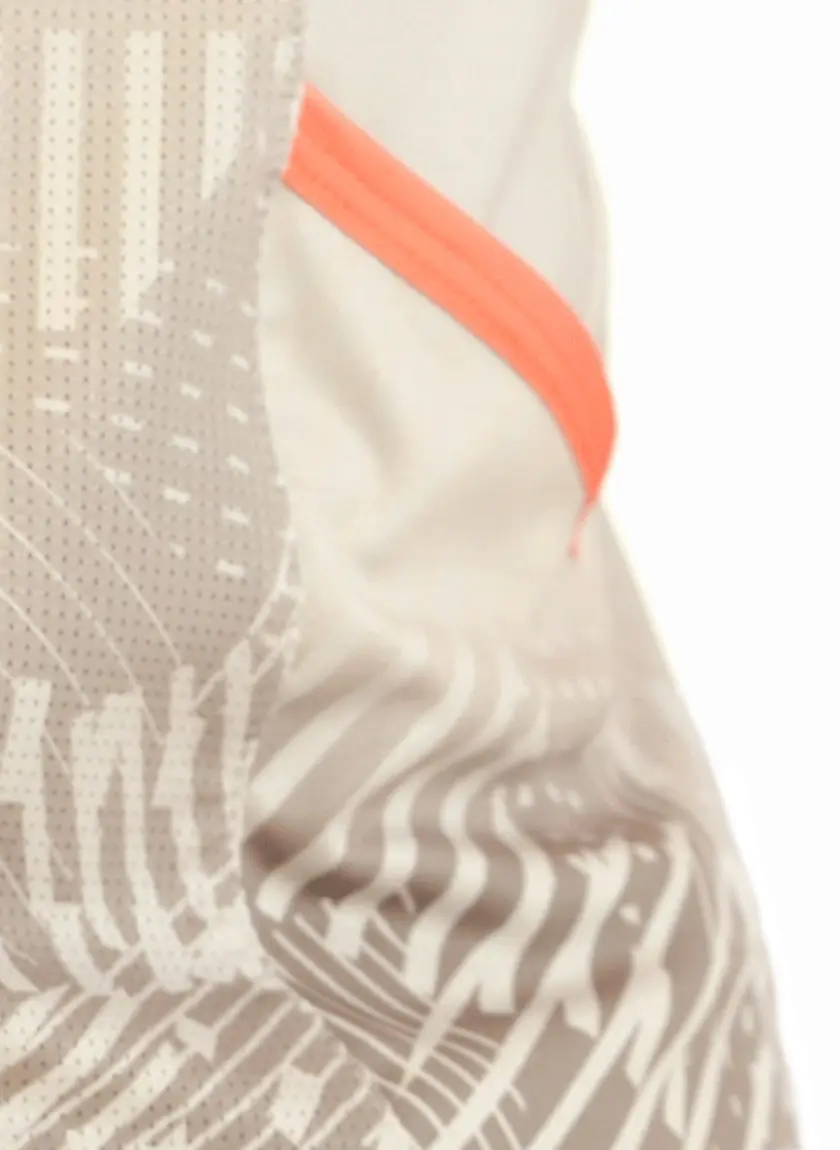 Close up showing the back of the Enjoy womens trail tee designed by Enjoy.cc
