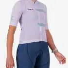 Side view of the Octane women's cycling jersey in a purple chevron design made by enjoy.cc
