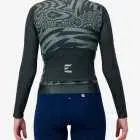 Back view of the Womens ProXision long sleeve cycling jersey in the forest warp design by Enjoy.cc