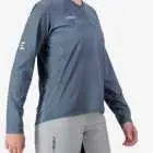 Side view of the Enjoy Women's Enduro Long Sleeve Trail Tee in Dark Grey made by Enjoy.cc