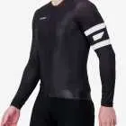 Side view of the Mens ProXision long sleeve cycling jersey in a black design by Enjoy.cc