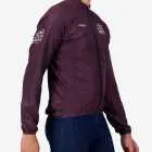 Side view of the Mens Semi Custom Atom cycling Jacket in a solid berry colour Enjoy.cc