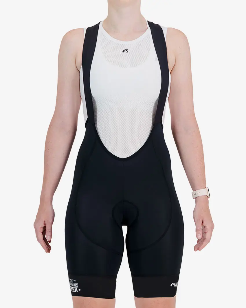 Front view of the 2024 Great Zuurberg Trek ProXision womens cargo bib short made by Enjoy.cc