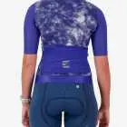 Back view of the ProXision women's zipless cycling jersey in a blue tie-dye design made by enjoy.cc