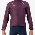 Front view of the Atom men's cycling jacket in a rich Berry colour way by Enjoy.cc