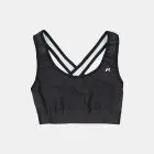 Flat lay view of the womens sports bra in the black emotif design made by Enjoy.cc