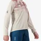 Side view of the Enjoy Women's Enduro Long Sleeve Trail Tee in Beige made by Enjoy.cc