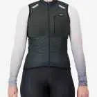 Front view of the Thermal womens cycling gilet in Forest green design by Enjoy.cc