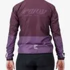 Back view of the Atom womens cycling jacket in colour blocked Pinotage design by Enjoy.cc