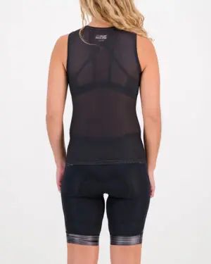 Back of the ladies cycling baselayer in the black Emotif design made by enjoy.cc