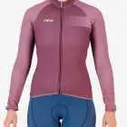 Front view of the womens 2024 Tracker fleeced cocoon cycling jersey made by Enjoy.cc