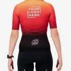 Back view of the Womens Semi Custom Supremium cycling jersey in a flame gradient design Enjoy.cc