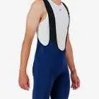 Side view of the Enjoy Octane men's bib short in navy with reflective detail made by Enjoy.cc