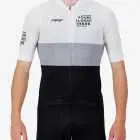 Front view of the Mens Semi Custom Octane cycling jersey in a greyscale block design Enjoy.cc