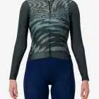 Front view of the Womens ProXision long sleeve cycling jersey in the forest warp design by Enjoy.cc