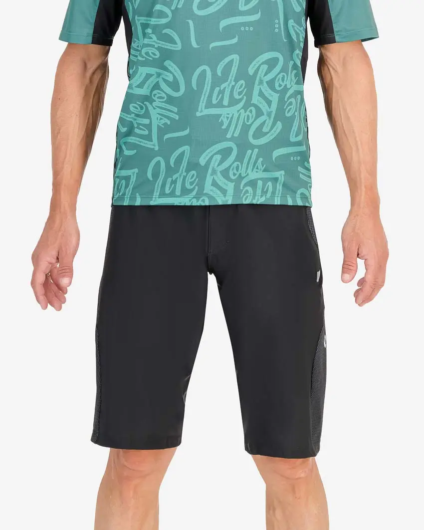 Front of the mens Reptilia Aline trail short in the black design made by enjoy.cc