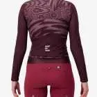 Back view of the Womens ProXision long sleeve cycling jersey in a pinotage warp design by Enjoy.cc