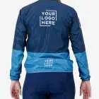 Back view of the Womens Semi Custom Atom cycling Jacket in a blue duo tone design Enjoy.cc