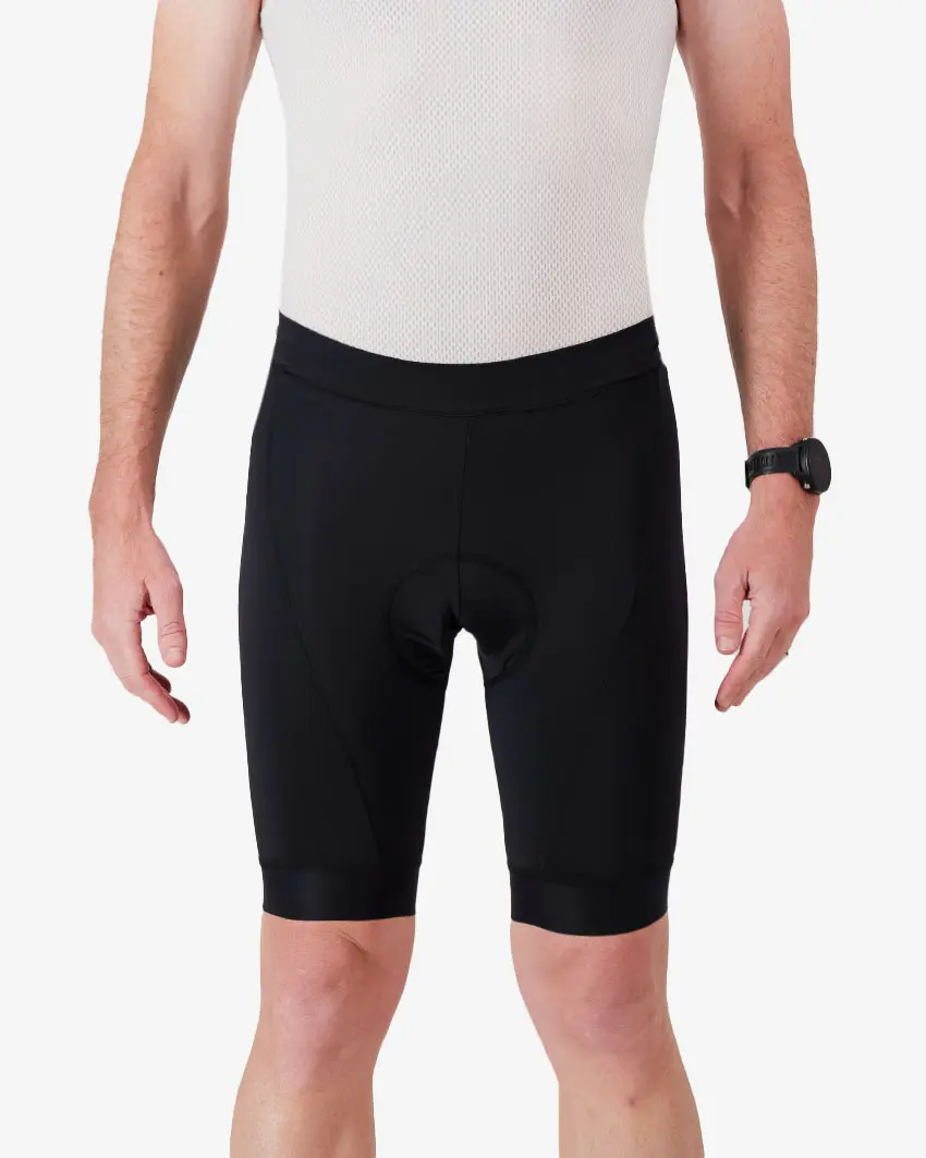 Front view of the Enjoy Dual men's cycle short with reflective detailing made by Enjoy.cc