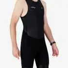 Side view of the men's sleeveless triathlon suit in a minimal black design made by enjoy.cc