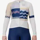 Front view of the Supremium Womens long sleeve cycling jersey in Light Geom design by Enjoy.cc