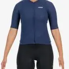 Front view of the womens navy Hempie cycling jersey design made by Enjoy.cc