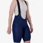 Side view of the Dual Women's bib shorts in navy colour made by enjoy.cc