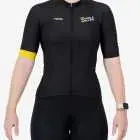Front view of the women's Supremium cycling jersey in the 2025 Canola Roller design by Enjoy.cc