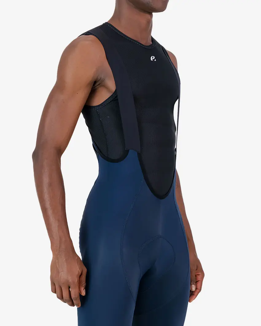 Side view of the men's sleeveless base layer in the black emotif design made by Enjoy.cc