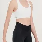 Side view of the womens sports bra in the white emotif design made by Enjoy.cc